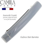 Camila Paris CP3453 French Hair Barrette Clip for Girls Gray, Rubberized Metal Clasp Strong Hold Grip Hair Clips for Women, No Slip Durable and Styling Girls Hair Accessories, Made in France