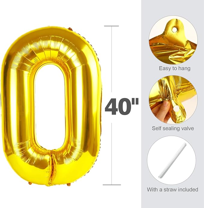 Number Balloons 5 Balloon Gold for 5th Birthday Party Decoration, 40 inch | - Image 5
