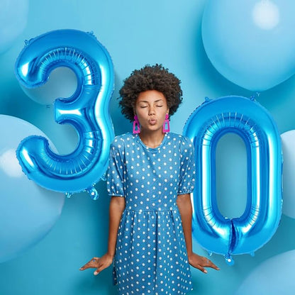 Blue Number 3 Balloon 40 Inch, Big Large Foil Helium Number Balloons, Jumbo - Image 5