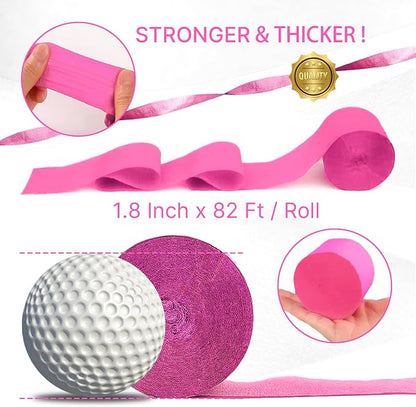 PartyWoo Pink Pastel Hot Light Baby Pink Crepe Paper Streamers 6pcs 492 FT | - Image 6