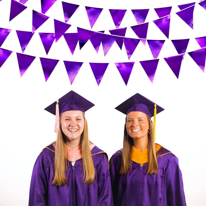 Purple Party Decorations Triangle Pennant Banner Flag Dark Purple Metallic - Image 4
