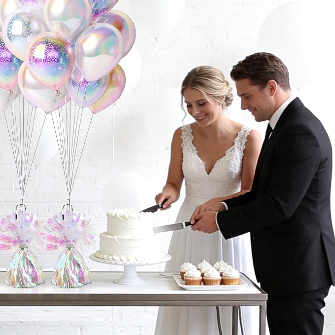 9 PCS Metallic Wrapped Balloons Weights Opalescent Helium Balloon Weight - Image 4
