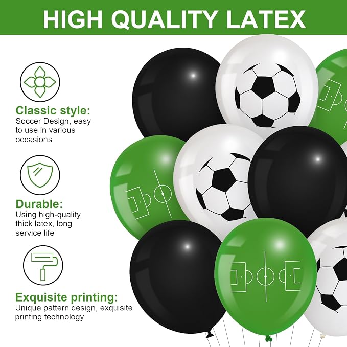 Censen 45 Pieces Soccer Balloons Party Decorations 12 Inch Soccer Latex Balloons - Image 3