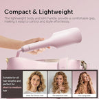 Crimper Waver Tool LENA S17S for Short to Medium Hair, Compact Styler with Titanium Barrel, Fast Heating, Adjustable Temperature, Anti-Scald Design, Auto Shut-Off, Negative Ions, Pink