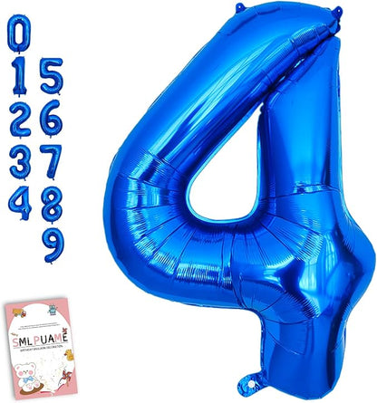 40 Inch Navy Blue 4 Balloon for 4th Birthday Party, Helium Giant Foil Number 4 by Smlpuame