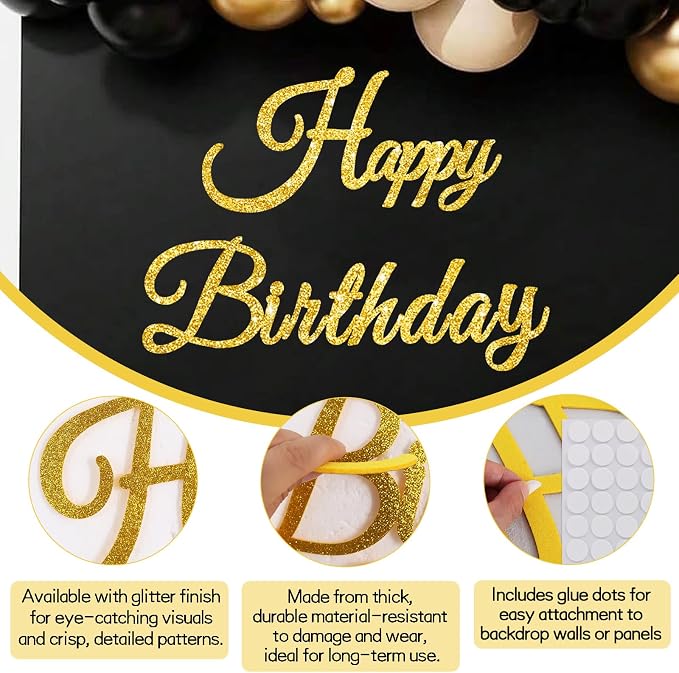 TONIFUL Happy Birthday Sign for Backdrop - Image 3