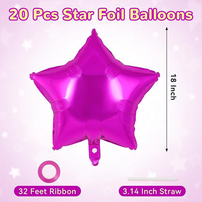 20 Pcs Rosered Star Balloons, 18 Inch Star Foil Balloons, Stars Shaped Balloon - Image 2