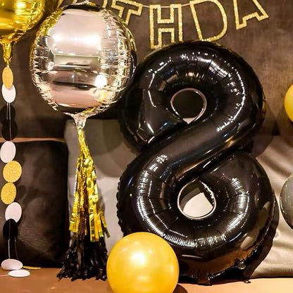 Jonhamwelbor 18 Number Balloons Black Foil Mylar - Image 4