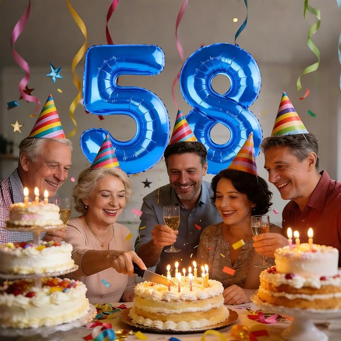 40 Inch Number 58 Balloons for 58th Birthday Party Decorations, 0-100 Dark Blue - Image 2