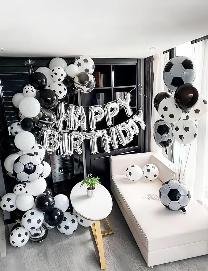 Soccer Balloon Garland Arch Kit, Soccer Birthday Party Decoration | Black and - Image 6