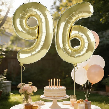 40 Inch Number 96 Balloons for 96th Birthday Party Decorations, 0-100 Champagne - Image 3