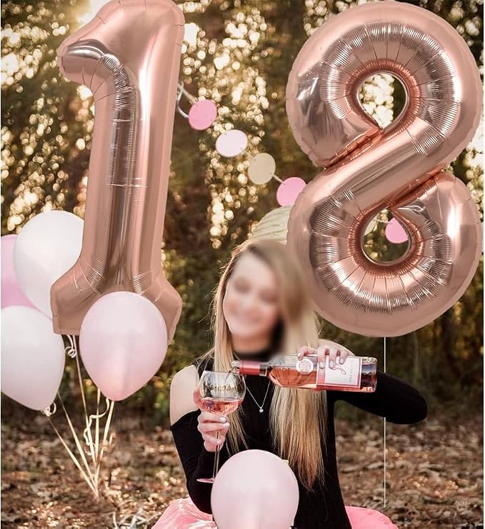 TONIFUL 40 Inch Large Rose Gold Number 16 Balloons Giant Digital 16 or 61 - Image 3
