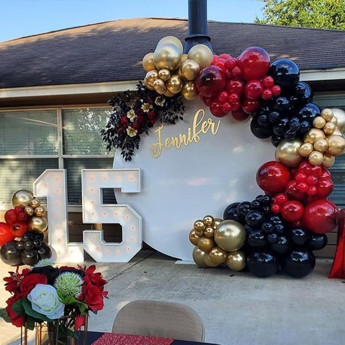Black Burgundy Gold Balloon - Image 6