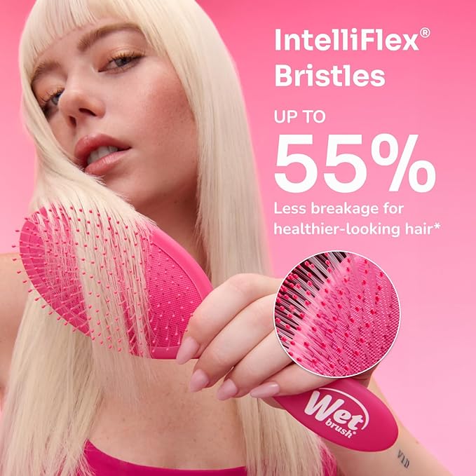 Wet Brush Mini Detangler Hair Brush, Chrome (Iridescence Icon), Detangling Travel Hairbrush, Ultra-Soft IntelliFlex Bristles Glide Through Tangles with Ease, Pain-Free, All Hair Types, Limited Edition