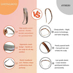 Headbands with Teeth Non-Slip Thin Acetate Hairbands for Women, Sunglasses Headband Design, 90s Retro Hair Barrettes, No Pressure & No Headache Hair Bands (Brown Marble)