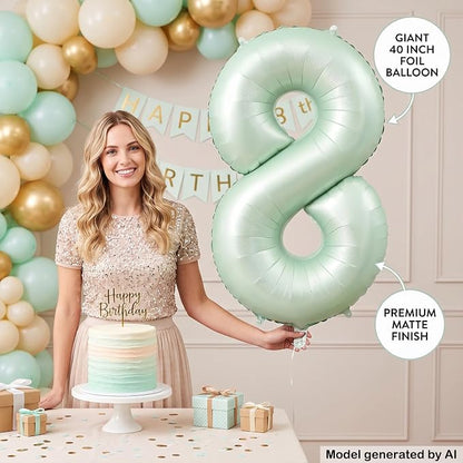 40 Inch Olive Green Number 8 Balloon - Image 6