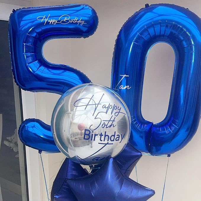 Navy Blue 50 Balloon Numbers, 40 Inch Dark Blue 50 Birthday Balloons Large Foil - Image 5