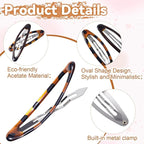 8 Pcs Hair Metal Barrettes for Women, Oval Large Barrettes, Small Snap Hair Clips for Women, Flat Non Slip Large Hair Clips (Black & Tortoise)