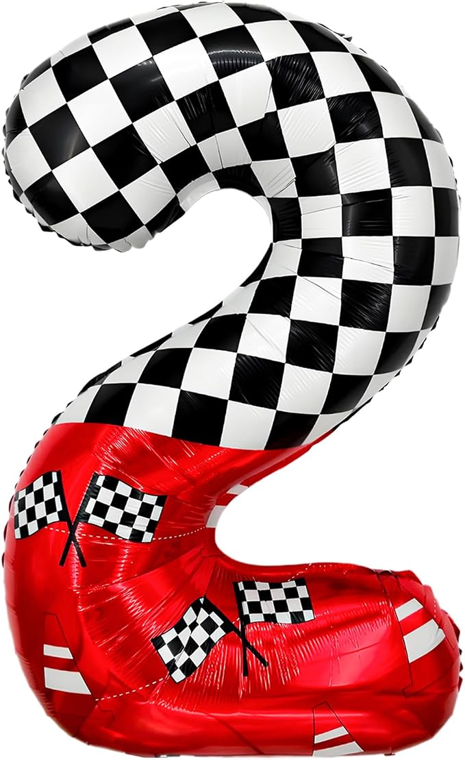 1 pack racing theme 40-inch digital foil balloon, featuring black and white by laackys