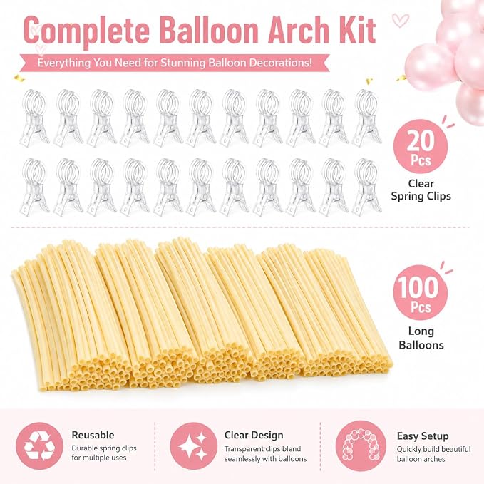 20 Pack Balloon Arch Clips and Rubber Bands - Image 7