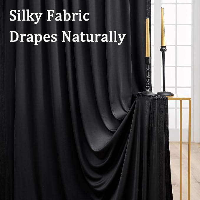 Black Wrinkle Free Black Backdrop Curtains - Image 2