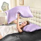 INFIIXSO Silk Pillow Cases 2 Pack Standard Size, Ultra Smooth & Soft Mulberry Silk Pillow Case for Hair and Skin, Breathable Cooling Silk Pillowcase with Hidden Zipper (Lavender, 20x26 Inches)
