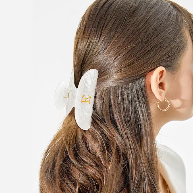 Christmas Gifts for Teenage Girls Stocking Stuffers for Teen Girls | Claw Clip Initial Hair Clips | Personalized Hair Claws | 8 9 10 11 12 13 14 15 16 Years Old Girl Gift Trendy Stuff - White,K