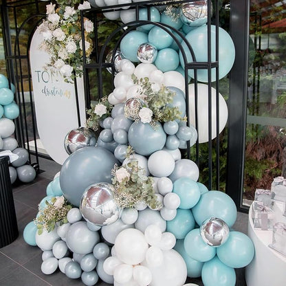 Dusty Blue Balloons Different Sizes 135pcs 18 12 10 5 Inch Blue Balloon Arch - Image 4