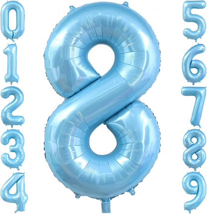 Pastel Blue 8 Balloon Number, Light Blue 8 Balloons by BBPOOL