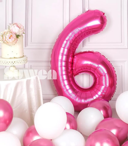SUWEN 40 Inch Hot Pink Large 6 Balloon Numbers Big Foil Helium 0-9 | Jumbo - Image 2