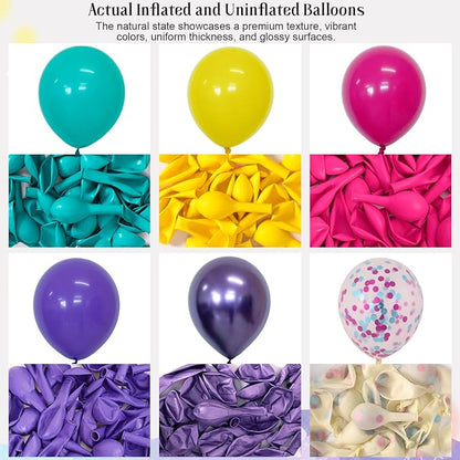 Pink Blue Purple Balloons 12 Inches 60 Pcs Hot Pink Metallic Purple Yellow - Image 3
