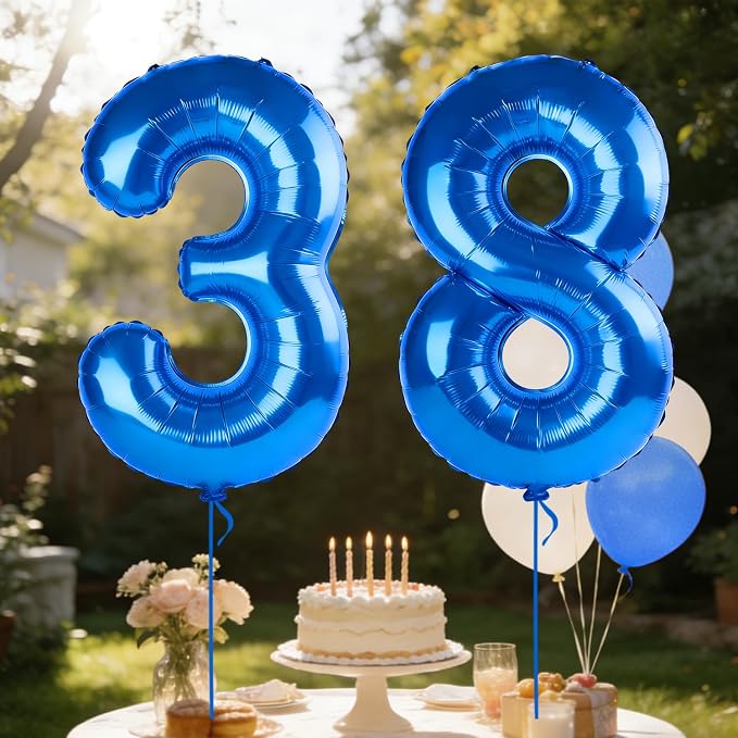 40 Inch Number 38 Balloons for 38th Birthday Party Decorations, 0-100 Dark Blue - Image 3