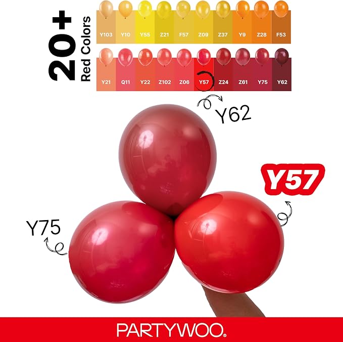 PartyWoo Red Balloons 123pcs Different Sizes of 18 12 10 5 Inch | Balloons - Image 4