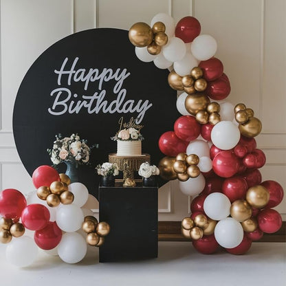 Red and Gold Balloons, 12 Inch Burgundy Gold Balloons, Maroon Balloons - Image 4