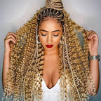 27# Deep Wave Braiding Human Hair Bundles Honey Blonde Bulk Human Hair for Crochet Micro Boho Braids 100 Grams (2 of 50g)18 inch