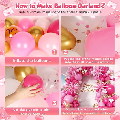 Hot Pink Balloons Garland Arch Kit 180pcs - Image 3