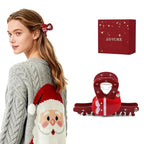 Premium Christmas Red Hair Clips for Women, Christmas Hair Claw Clips for Girls, Original Italian Designed Strong Hold No Slip Claw Clip with Gift Box SANTA SMILES-L