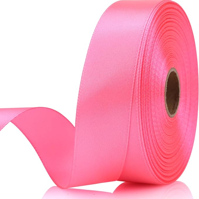 7/8 Inch 30 Yards Pink Satin Craft Ribbon-Single Face Polyester Ribbon by Unknown