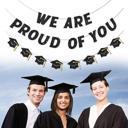 We Are So Proud of You Banner Pre-strung Black Graduation Decorations Class of - Image 3