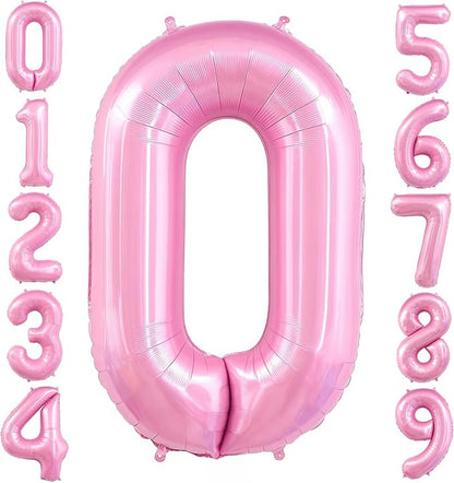 Light Pink 0 Balloon, Pastel Pink 0 Balloons Number, 40 Inch Helium Foil Mylar by BBPOOL