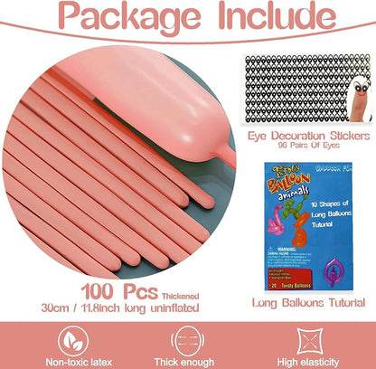 260 Balloons Blush Pink, Thickened 100 Pack Long Balloons Twisting Skinny Magic - Image 2