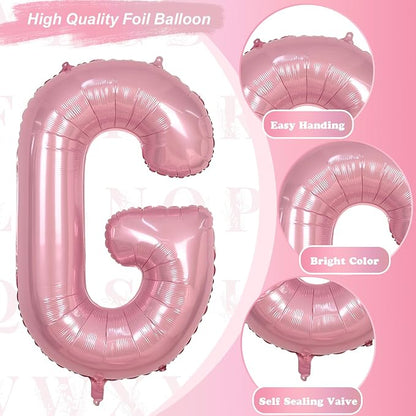G Letter Balloon Pastel Pink, Large Inflatable Baby Pink Name Balloon Letters G - Image 9