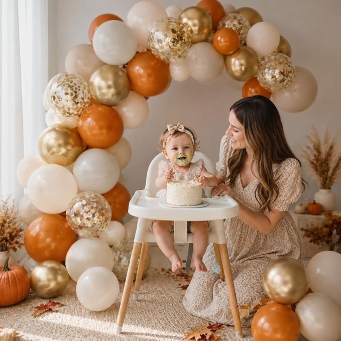 Burnt Orange Gold Balloons, 12 Inch Terracotta Nude Gold Balloon - Image 4