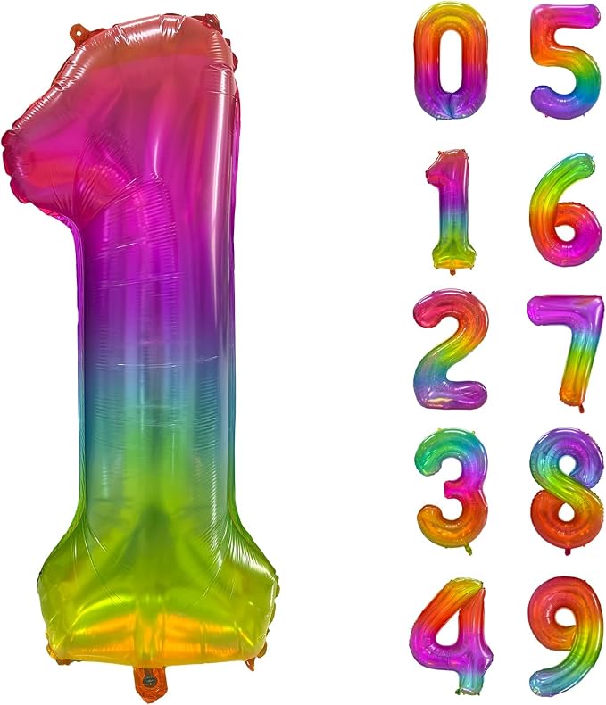 Rainbow Number 1 Balloon 40 Inch Rainbow 1 Balloon Giant Helium Foil Number 0 by Yeodong