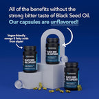 Black Seed Oil with DHA Supplement for Brain Health and Cognition - Cold Pressed Black Cumin Seed Oil and DHA Omega 3-60 Liquid Capsules, Unflavored, Vegan, Non-GMO, and Gluten-Free - 1 Month Supply