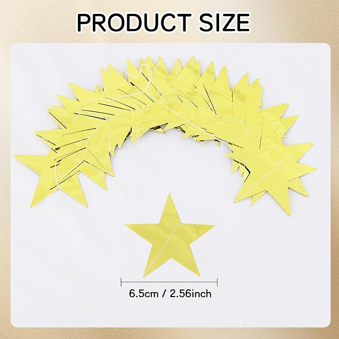 BEISHIDA Gold Glitter Star Garland Decor Twinkle Star Banner Backdrop - Image 6