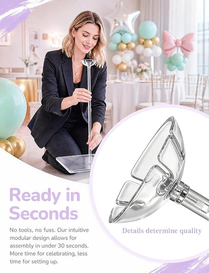 10 Pack Clear Acrylic Balloon Stand Kit, 23.6 Inch | Reusable Balloon Sticks - Image 5