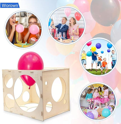 Worown 18 Holes Collapsible Wood Balloon Measurement Box, 1-12 Inch Sizer Cube - Image 7