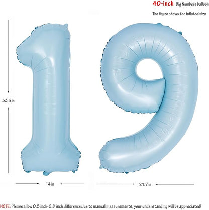 40 In Matte Blue Number Balloons Helium Foil Mylar Balloon Party Digital 19 | - Image 2