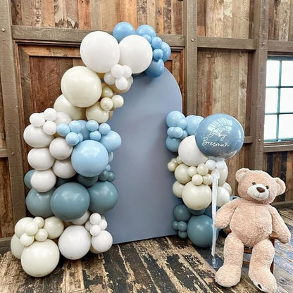 Dusty Blue and Gold Balloons 60 Pcs, 12 Inch Dusty Baby Blue Chrome Gold - Image 8